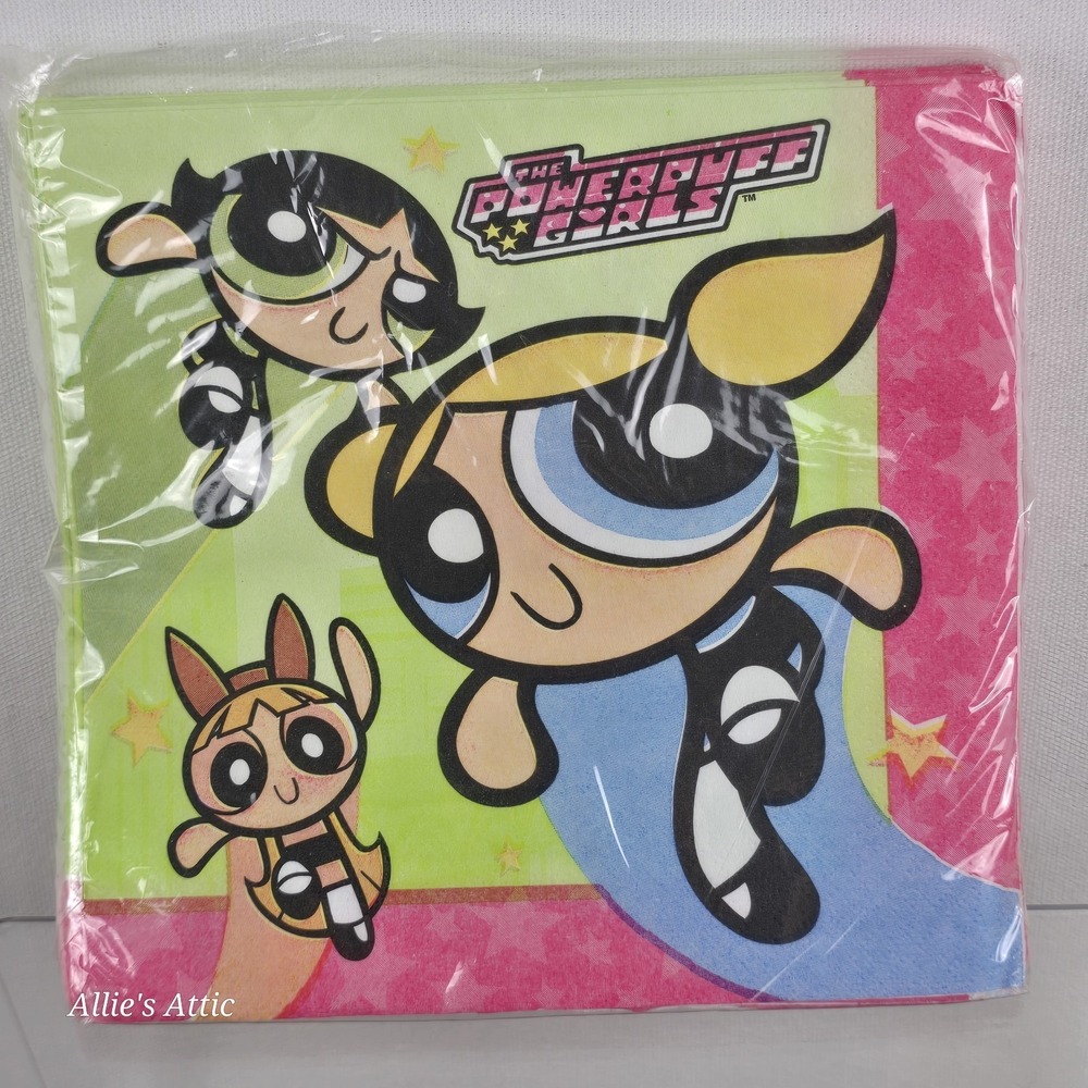 Powerpuff Girls Napkins Vintage‎ Birthday Party Decor 16 Count 3-Ply Large 13x13